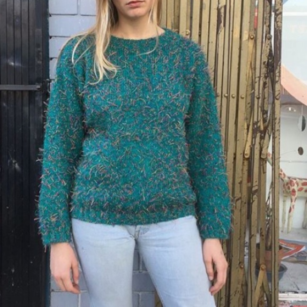 Pasta turquoise confetti mohair sweater Size L